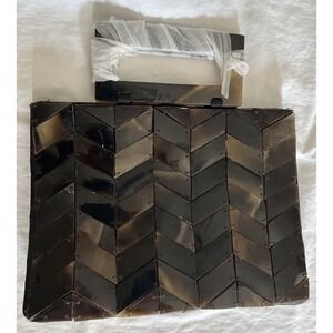Tico Collection Square Tortoise Shell Handbag Square Tile Shells Inside Pocket